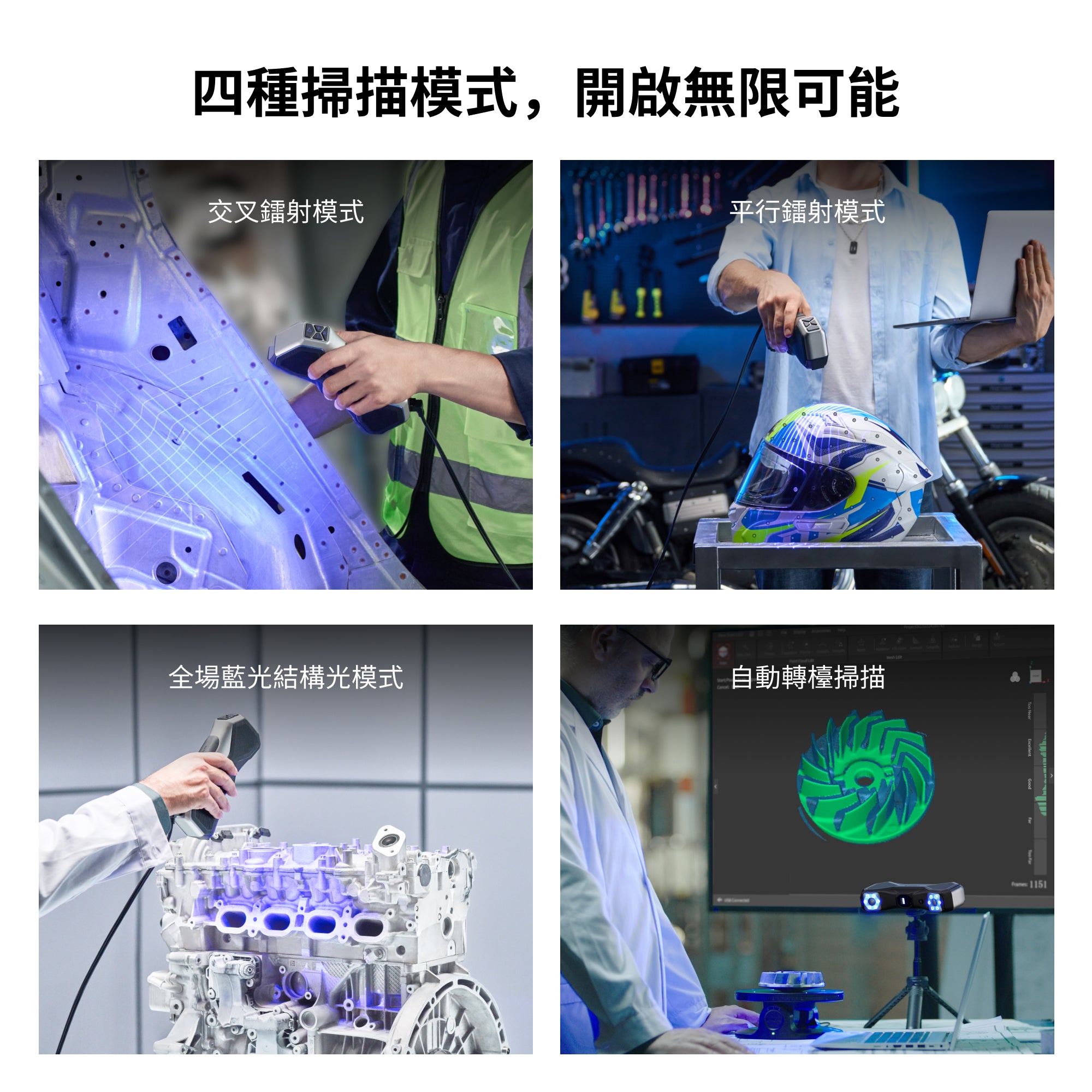 Revopoint MetroX :藍光雷射線與全場結構光3D掃描器